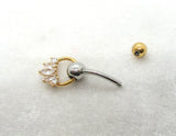 14G Reverse Gold Silver 2 Tone Top Down Belly Ring Hoop Belly Piercing Reverse Belly Bar Barbell - I Love My Piercings!