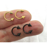 Pair 14G 16G Snake Bites Labret Lip Rings Spikes Bottom Side Lip Rings Horseshoes 14 16 Gauge Lip Studs Lip Rings Lip Jewelry Black Gold - I Love My Piercings!