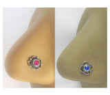 Fuchsia Blue or Pink Crowned Swarovski Nose Stud L Bend Shape Bent Post Jewelry 20 gauge 20G Nose Jewelry Pin Nostril - I Love My Piercings!