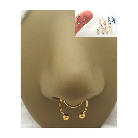 Fake Septum Jewelry Gold Blue Silver Rose Gold Multi Color Hoop Nose Ring Faux Septum Ring