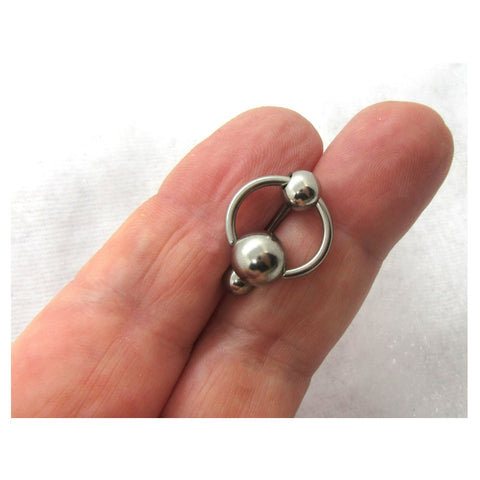 Clitoral Clitorial Clit Hood Bar VCH Vertical Stainless Steel Hoop Big Ball Dangle Barbell VCH Ring 14 gauge 14g Intimate Jewelry - I Love My Piercings!