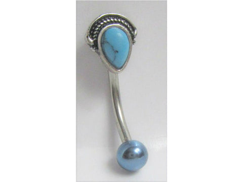 Clitoral Clitorial Clit Hood Bar VCH Stainless Steel Blue Turquoise Stone Titanium Ornate Barbell VCH Ring 14g 14 gauge - I Love My Piercings!