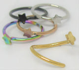 20G Star Hoop Rose Gold Multi Black Silver Nose Hoop Ring Nostril Hoop Ring Seamless Hoop 8mm Diameter 20 Gauge Nostril - I Love My Piercings!