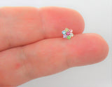 20G Nose Stud Nose Ring Nose Earring CZ Crystal Nose Stud Sterling Silver Flower L Shape Nose Stud 20 gauge Nose Jewelry Nostril Ring