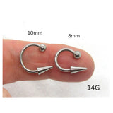 14G 16G Snake Bites Labret Lip Ring Long Spike Bottom Side Lip Ring Horseshoe 16 Gauge 14 gauge Lip Stud Lip Ring Lip Jewelry 8mm Spike - I Love My Piercings!