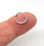 Diamond Clear Crystal Nose Jewelry Nose Ring Hoop 20g 20 gauge Gem Nose Ring Nose Hoop 8mm Diameter Nostril Nose Stud - I Love My Piercings!