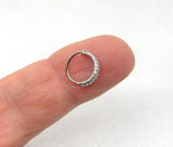 Diamond Clear Crystal Nose Jewelry Nose Ring Hoop 20g 20 gauge Gem Nose Ring Nose Hoop 8mm Diameter Nostril Nose Stud - I Love My Piercings!