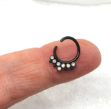 16G Black Septum Ring Hoop 8mm Diameter 16g Crystal Septum ring