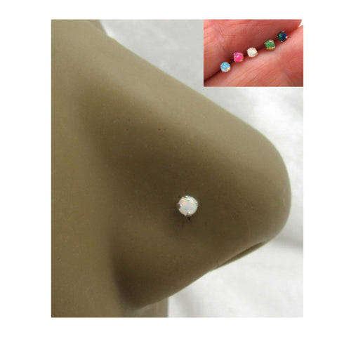 22G Opal White Pink Blue Green Nose Stud L Shape Nose Ring Jewelry Pin Earring 22 Gauge - I Love My Piercings!