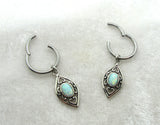 Pair 14G Titanium Opal Dangle Nipple Rings Hoops Barbells Jewelry 14 Gauge