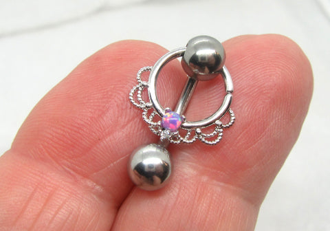 14G Mauve Opal Filigree VCH Jewelry Clit Hood Ring
