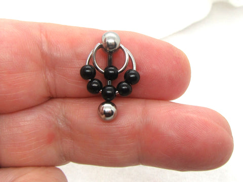 14G Black Bead VCH Jewelry Clit Hood Ring