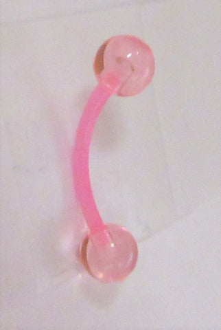 Pink Bioplast Surgical Plastic Flexible VCH Jewelry Clit Metal Sensitive Hood Bar 14g