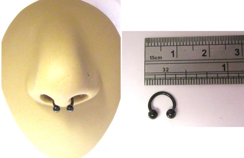 Small Black Titanium Septum Half Hoop Horseshoe Ring Barbell 18 gauge 18g 6mm