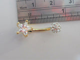 18k Gold Plated Clear Star Gem Ball VCH Clitoral Clit Hood Barbell 14 gauge - I Love My Piercings!