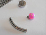 Surgical Steel Pink Opal Ball Curved VCH Clit Hood Piercing 14 gauge 14g - I Love My Piercings!