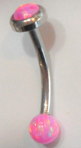 Surgical Steel Pink Opal Ball Curved VCH Clit Hood Piercing 14 gauge 14g - I Love My Piercings!