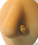 18k Yellow Gold Plated Nose Piercing Stud Pin Ring L Shape Vintage Flower 20g - I Love My Piercings!