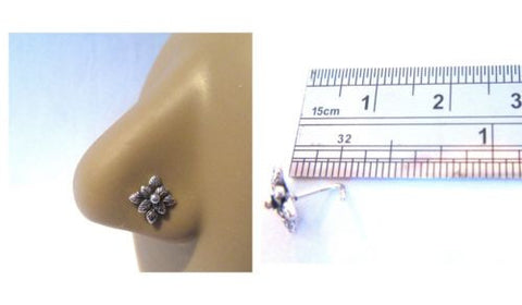 Sterling Silver Nose Stud Pin Ring Bent L Shape Dahlia Flower 20g 20 gauge - I Love My Piercings!