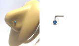 Surgical Steel Blue 2 mm Opal Nose Stud L Shape Bent Post Pin 20 gauge 20g - I Love My Piercings!