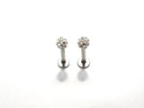 2 Cartilage Lip Earrings Clear Crystal Cluster Gem Balls Studs 14 gauge 10 mm - I Love My Piercings!