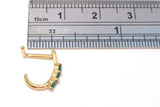 18K Gold Plated L Shape Nose Ring Stud Hoop Aqua Green CZ Crystals 18 gauge 18g - I Love My Piercings!