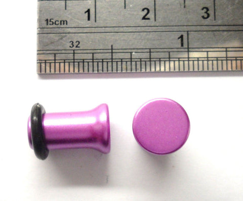 Pair Acrylic Purple Single Flare Black O rings Plugs Lobe Jewelry 2 gauge 2g - I Love My Piercings!