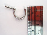 Clear Pink Crystal Nose Septum Clicker Ring Hoop 7mm Straight Post 14 gauge 14g - I Love My Piercings!