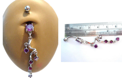 Surgical Steel Grape Purple Vine Belly Curved Barbell Ring Bar Jewelry 14g - I Love My Piercings!