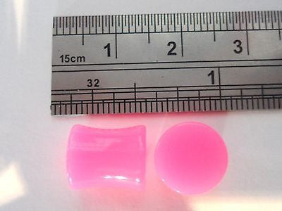 2 pieces Pair Pink Acrylic  Double Flare Lobe Plugs 0 gauge 0g - I Love My Piercings!