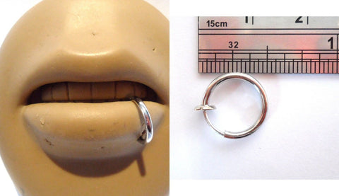 Surgical Steel Fake Faux Imitation Bottom Side Lip Ring Hoop Looks 14 gauge - I Love My Piercings!