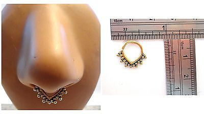 Gold Brass Nose Septum Beaded Ornate Hoop Post Ring 16 gauge 16g 8mm Diameter - I Love My Piercings!