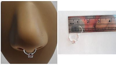 Sterling Silver Clear Crystal Solitaire Septum Hoop Ring Jewelry 20 gauge 20g - I Love My Piercings!
