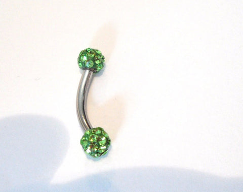 Light Green Crystal Balls Surgical Steel Curved Barbell VCH Jewelry Hood Ring 14 gauge - I Love My Piercings!
