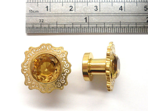 Pair Gold Titanium Amber Filigree Ornate Ear Lobe Jewelry Screw Plugs 2 gauge 2g - I Love My Piercings!