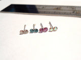 4 Piece Sterling Silver Double CZ Crystal Nose Studs L Shape Posts Pins 22 gauge - I Love My Piercings!
