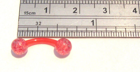 Red Glitter Surgical Plastic Flexible VCH Jewelry Clit Metal Sensitive Hood Bar 14g - I Love My Piercings!