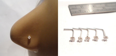 Sterling Silver 4 Claws Set Pronged Clear CZ 2mm Crystal Nose Studs Pins 22g - I Love My Piercings!