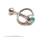Aqua Crystal CZ Dangle Curved Barbell Bar VCH Jewelry Clit Clitoral Hood Ring 14 gauge - I Love My Piercings!