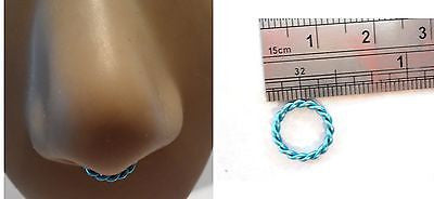 Coiled Enamel Non Tarnish Septum Hoop Ring Jewelry 14 gauge 14g Teal - I Love My Piercings!