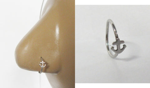 Surgical Steel Anchor Hoop Nose Ring Thin Jewelry 20 gauge 20g 8mm diameter - I Love My Piercings!