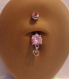 Surgical Steel Add Your Own Charm Belly Navel Ring Pink Crystal Gem 14 gauge 14g - I Love My Piercings!