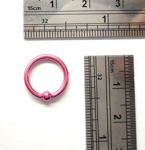 Pink Neon Titanium Lip Hoop Cartilage Nose Septum Bead Ring 14 gauge 14g - I Love My Piercings!