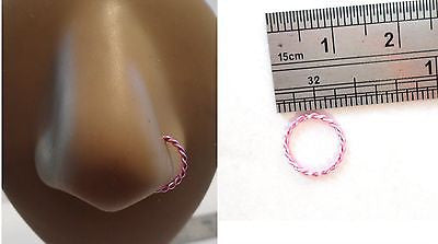 Coiled Enamel Non Tarnish Nose Hoop Ring Jewelry 20 gauge 20g Pink - I Love My Piercings!