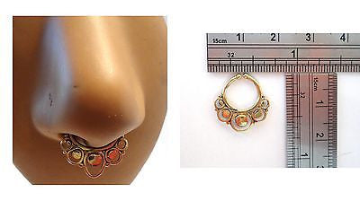 Gold Brass Fake Faux Hooped Ornate Beads Septum Hoop Barbell Ring - I Love My Piercings!