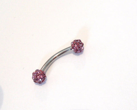 Light Purple Crystal Balls Surgical Steel Curved Barbell VCH Jewelry Hood Ring 14 gauge - I Love My Piercings!
