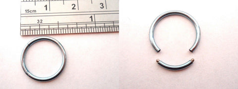 Light Blue Titanium Segment Ear Cartilage No Ball Hoop 16 gauge 12 mm diameter - I Love My Piercings!