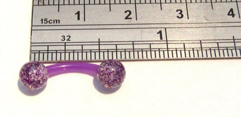Purple Glitter Surgical Plastic Flexible VCH Jewelry Clit Metal Sensitive Hood Bar 14g - I Love My Piercings!