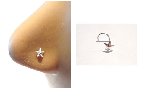 Sterling Silver 5 Pointed Star Nose Screw Twist Curl Stud 20 gauge 20g - I Love My Piercings!