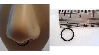 Coiled Enamel Non Tarnish Septum Hoop Ring 16 gauge 16g Black 10mm Diameter - I Love My Piercings!
